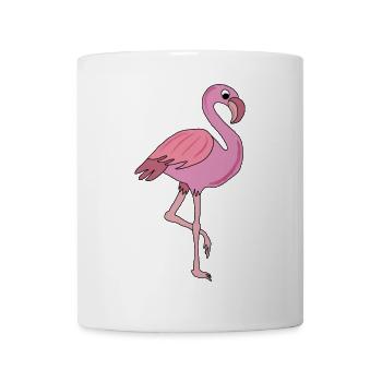 flamant rose, rose - Mug blanc - blanc - Devant