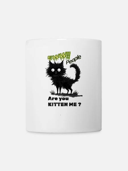 Skurrile schwarze Katze - Tasse - Weiß