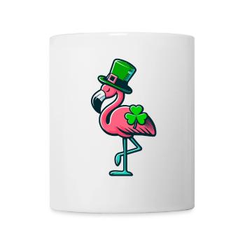 Lucky Flamingo, Funny St. Patrick's Day Design - Mug - white - Front