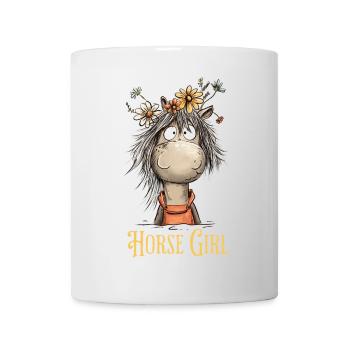 Horse Girl Pferd Mit Wildblumen Pferde Spruch - Tasse - Weiß - Vorne