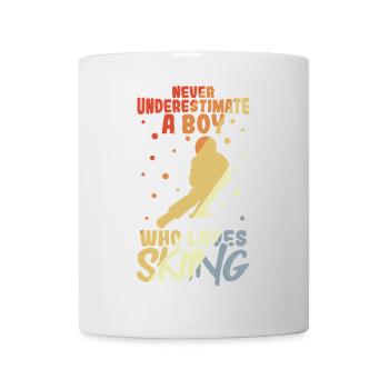 Drôle de garçon de ski - Mug blanc - blanc - Devant