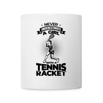Ne sous-estimez jamais une fille de tennis - Mug blanc - blanc - Devant
