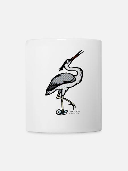 Fischreiher Ardea cinerea retro illustration - Tasse - Weiß