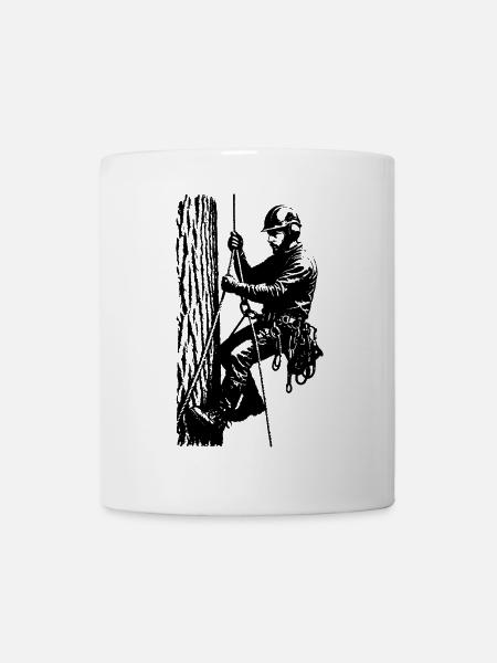 Arborist/Baumkletterer (Schwarze Silhouette) - Tasse - Weiß