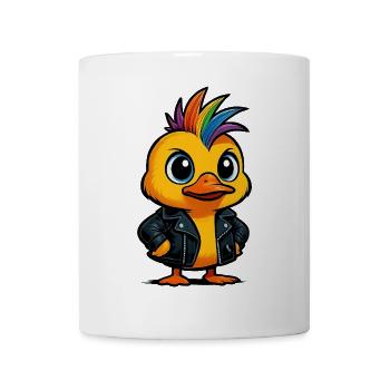 Regenbogen Punk Ente Cartoon Design - Tasse - Weiß - Vorne