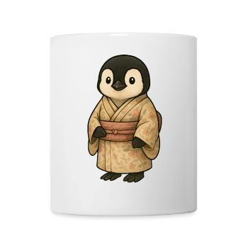 Kawaii pingouin dessin animé Japon vacances kimono - Mug blanc - blanc - Devant