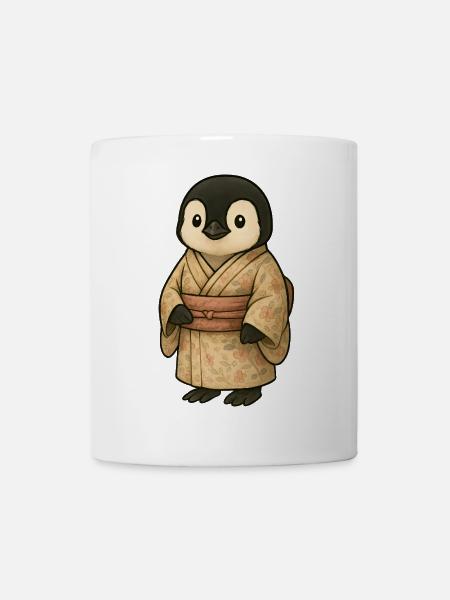 Kawaii Pinguin Cartoon Japan Urlaub Kimono - Tasse - Weiß
