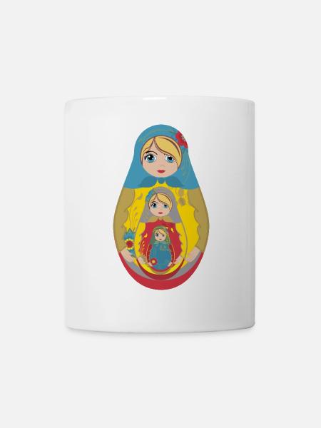 Traditionelle russische Matroschka Puppe - Tasse - Weiß