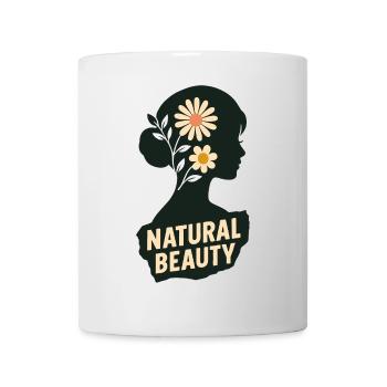 Silhouette Frau mit Blumenmotiv - Tasse - Weiß - Vorne