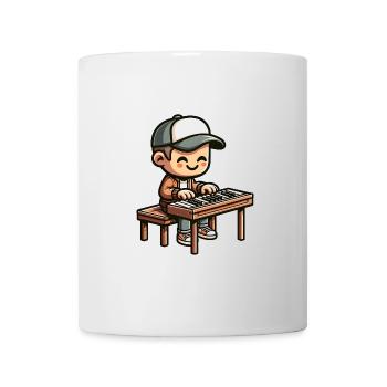 Comic Young Piano Player Cool Musical - Mug - white - Front