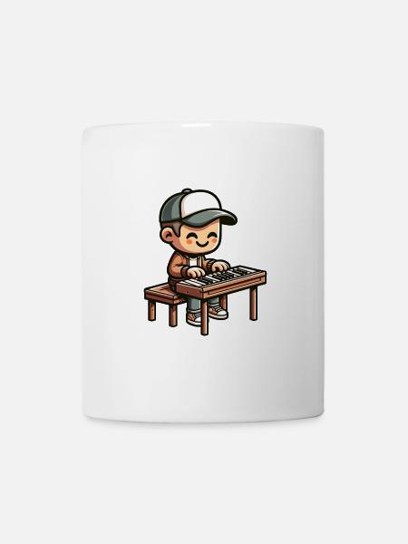 Comic-junge Klavierspieler Cooles Musikalisches - Tasse - Weiß