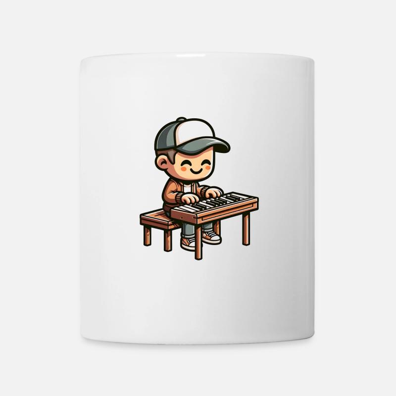 Comic-junge Klavierspieler Cooles Musikalisches - Tasse - Weiß