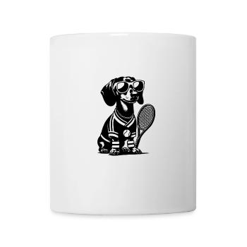 Teckel Silhouette Joueur de tennis Propriétaire de chien - Mug blanc - blanc - Devant