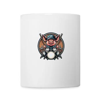 Schwein Drummer Band Percussion Musik Cool - Tasse - Weiß - Vorne