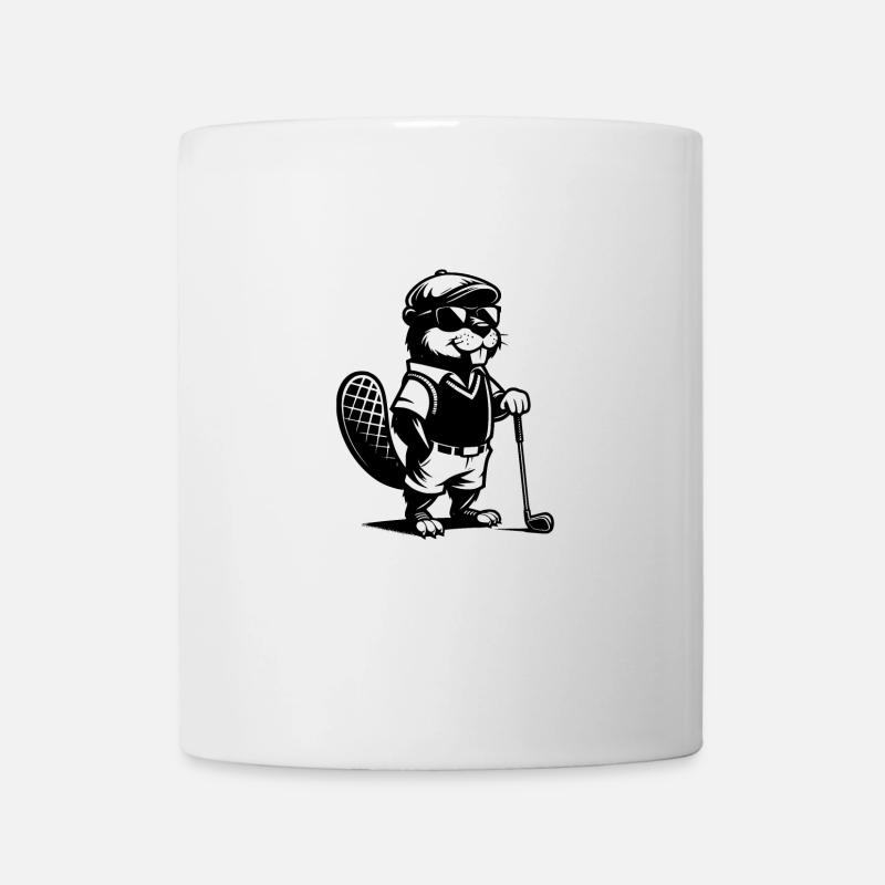 Lustiger Biber Golfspieler Silhouette - Tasse - Weiß