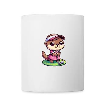 Funny Girl Otter Golfer Golf Golfing Fun - Mug - white - Front