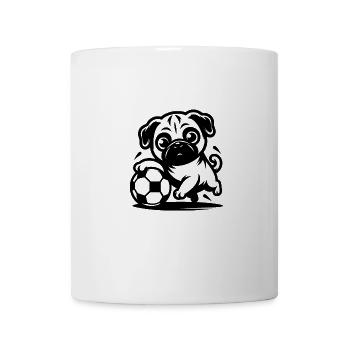 Mops Silhouette Fußball Spieler Champion Fan - Tasse - Weiß - Vorne