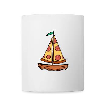 Ahoy Sea Sailboat Boat with Salami Pizza Sail - Mug - white - Front