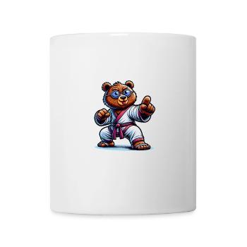Karate Bär in Action mit Brille - Tasse - Weiß - Vorne