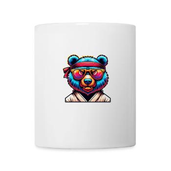 Ours de karaté cool avec lunettes de soleil - Mug blanc - blanc - Devant