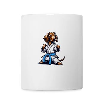 Karaté Teckel avec ceinture bleue - Mug blanc - blanc - Devant