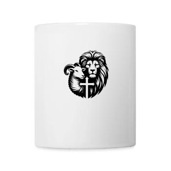 Christian Clothing Lion and Lamb with Cross - Mug - white - Front