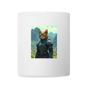 Chat guerrier en armure fantaisiste. - Mug blanc - blanc - Devant
