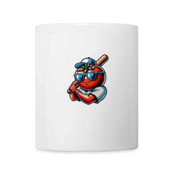 Funny baseball player with tomato - Mug - white - Front