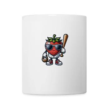 Cool strawberry baseball figure with sunglasses - Mug - white - Front