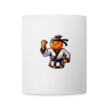 Karate Orange Frucht mit Schwarzem Gürtel - Tasse - Weiß - Vorne