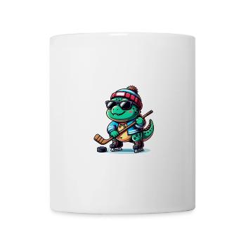 Eishockey Dino Mit Coolen Sonnenbrillen - Tasse - Weiß - Vorne