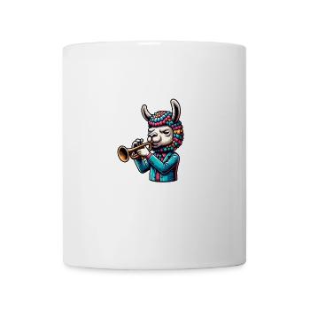 Trumpet llama with colorful hat - Mug - white - Front