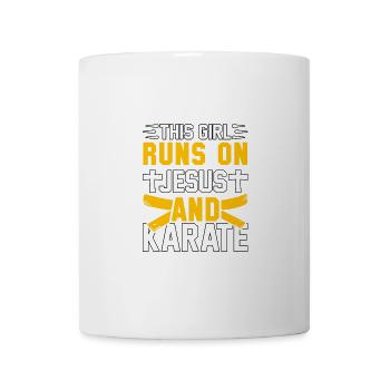 Cette fille court sur Jésus et le karaté - Mug blanc - blanc - Devant