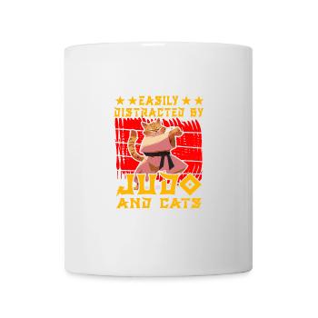Leicht ablenken durch Judo und Katzen - Tasse - Weiß - Vorne