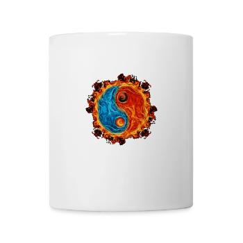 Yin Yang Wasserfeuer - Tasse - Weiß - Vorne