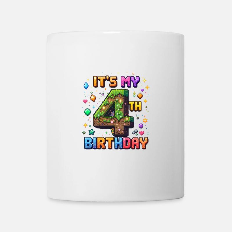 4th Birthday Kids Pixel - Mug - white