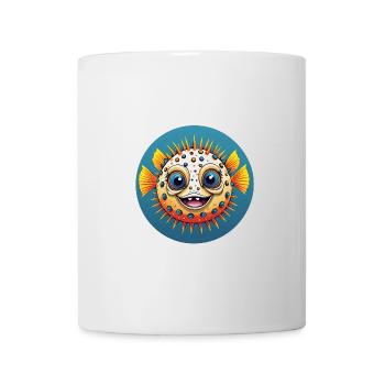 Fröhlicher lachender bunter Kugelfisch - Tasse - Weiß - Vorne