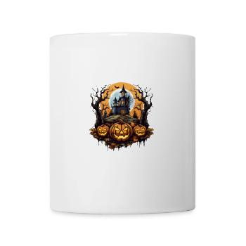 Eerie Haunted House Halloween Witches Pumpkin Lamp - Mug - white - Front