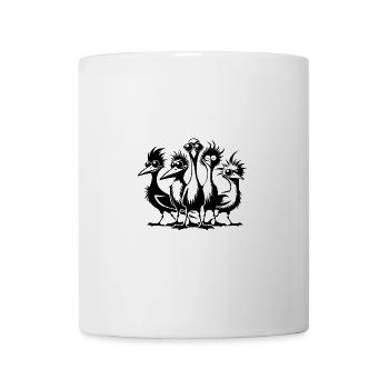 Groupe d’oiseaux drôle étrange - Mug blanc - blanc - Devant