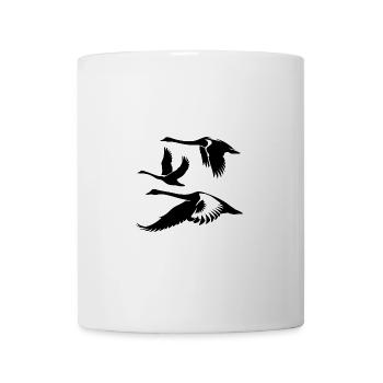 élégant cygne muet troupeau oiseaux cygne - Mug blanc - blanc - Devant