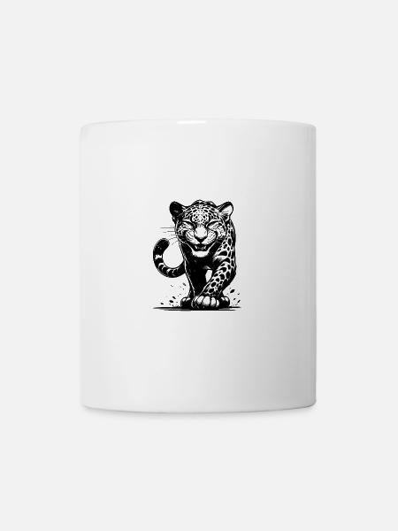 Listiger Leopard jagend mit Flecken - Tasse - Weiß