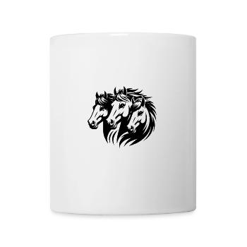Three beautiful horse heads with elegant mane - Mug - white - Front