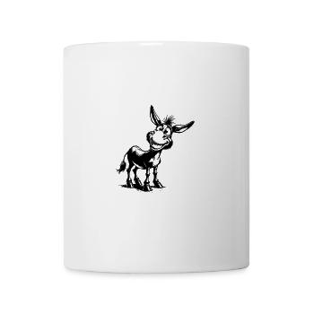 Lustig grinsender Esel Bleistift Zeichnung - Tasse - Weiß - Vorne