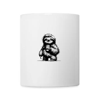 Aufgewecktes Kaffee Faultier Bleistift Skizze - Tasse - Weiß - Vorne