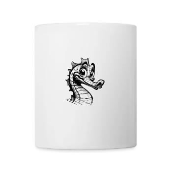 Croquis de l’insigne de crayon rugueux de l’hippocampe pour enfants - Mug blanc - blanc - Devant