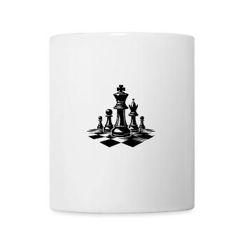 Chessboard with chess pieces king and queen - Mug - white - Front