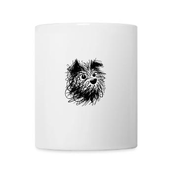 Abstrakte Hundeskizze verspielte Kritzellinien - Tasse - Weiß - Vorne