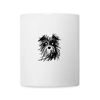 Hundeporträt wilde Bleistift Linienhund - Tasse - Weiß - Vorne
