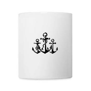 Drei Anker mit Seil Tau um das Eisen - Tasse - Weiß - Vorne