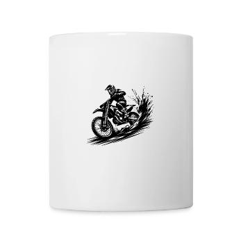 Dynamische Motocross Illustration Zeichnung - Tasse - Weiß - Vorne